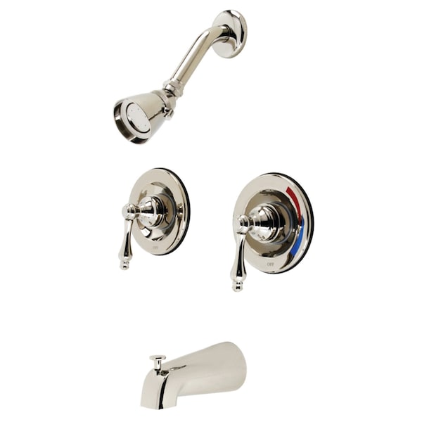 Kingston Brass KB666AL Pressure Balanced Two-Handle Tub and Shower Faucet, Polished Nickel KB666AL - main